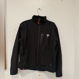 Tesla Motors Corporate Jacket Black Full Zip Fleece Lined Adult Size Small